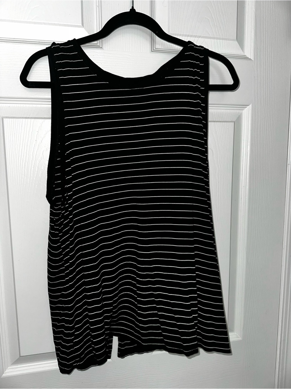 Halogen Black and White Striped Tank Top